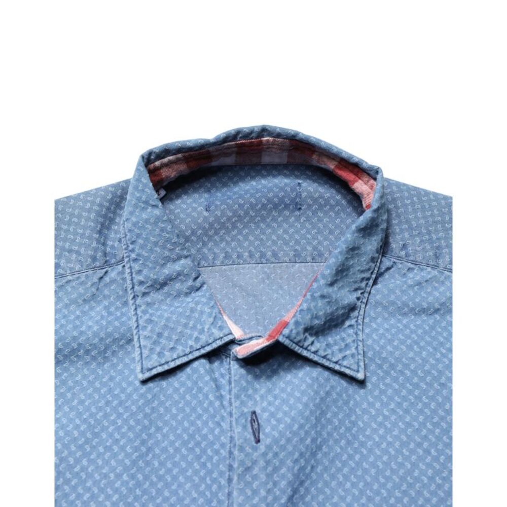 AGLINI Blue Cotton Slim Fit Collared LongSleeve Casual Men's Shirt